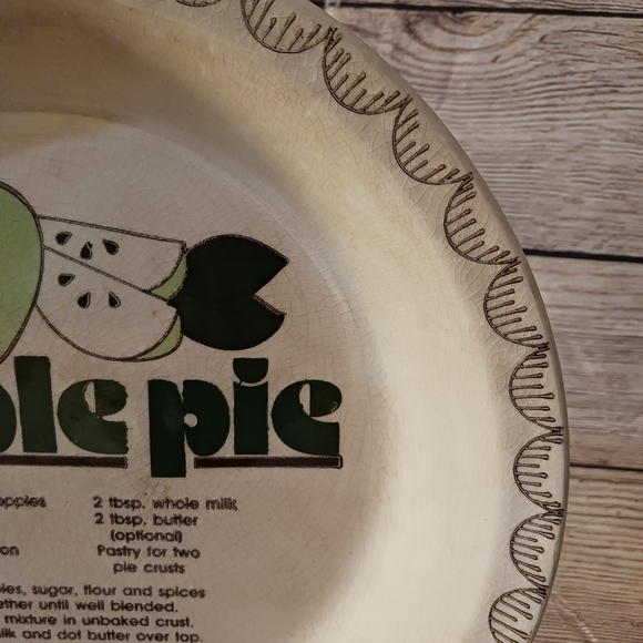 Vintage Mount Clemens APPLE PIE RECIPE PIE PLATE, Mount Clemens Pottery - Picture 3 of 6